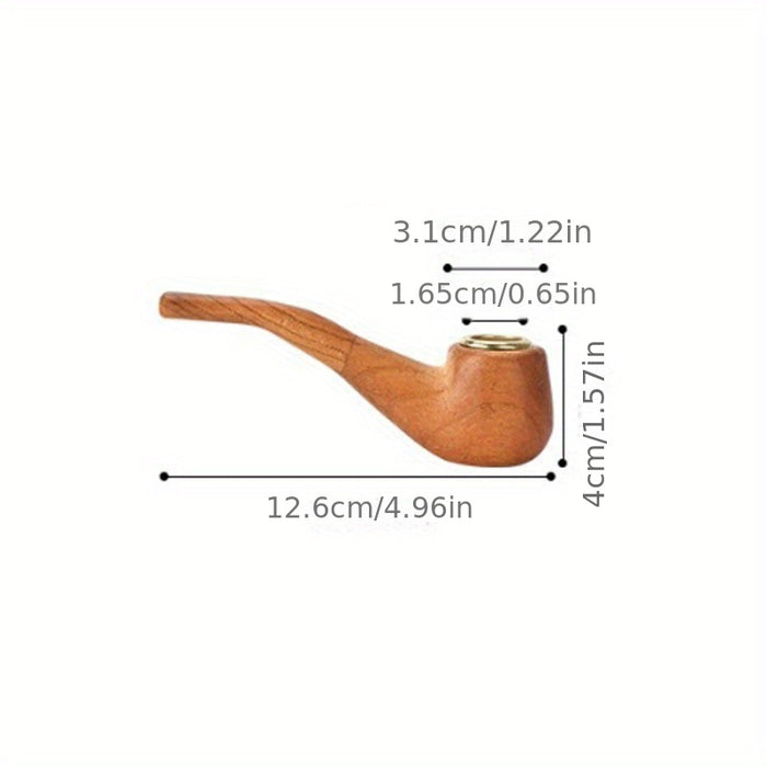 1pc Solid Wood Pipe: Retro Handmade Smoking Pipe for Beginners - Durable, Portable, and Stylish Men's Gadget