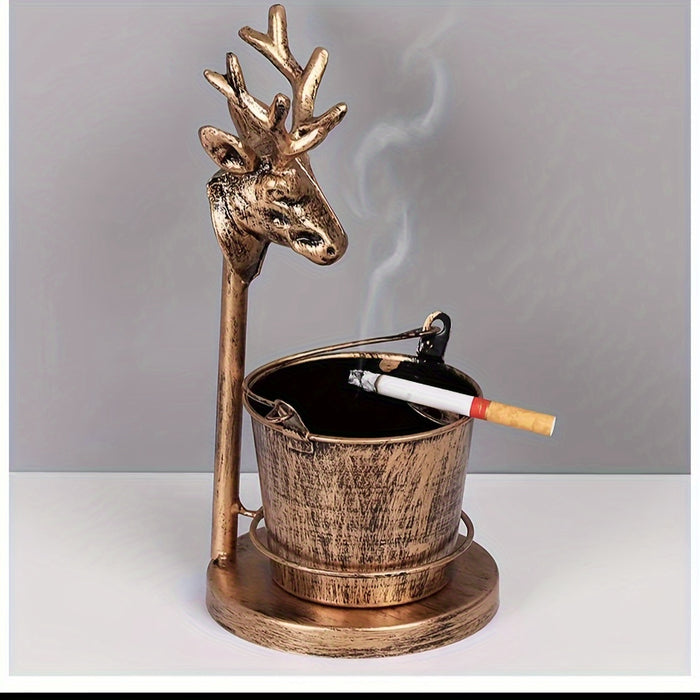 1pc Metal Retro Ashtray, Household Large Ashtray, Personality Trend Creative Ornament, Anti-Flying Ash, For Home Living Room Office Decor, Gift For Lover