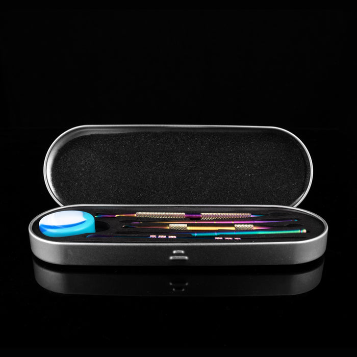1set, Smoking Oil Spoon Accessories 6in1 Set Silicone Box Stainless Steel Pipe-Oil Spoon Cigarette Cream Spoons Smoke Tools Cigarettes Digging Oils Cleaning Tool