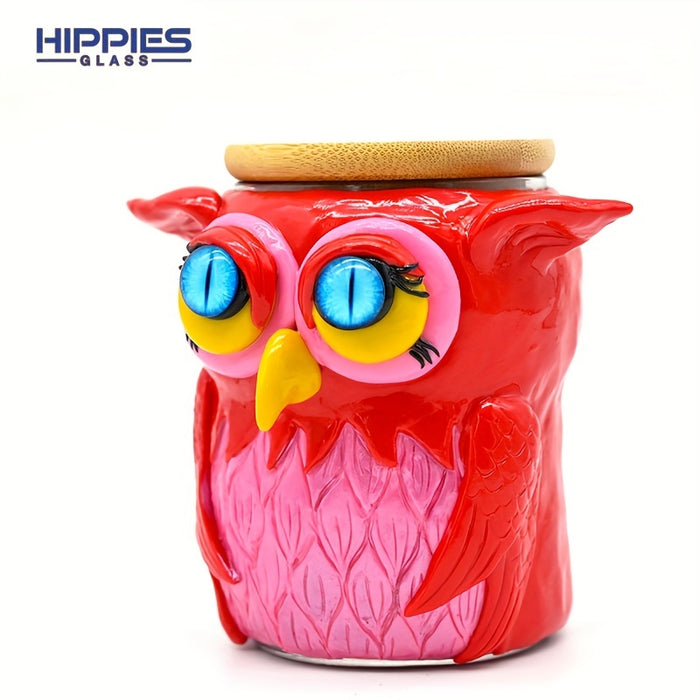 1pc Glass Smoking Ashtray With Lid, Polymer Clay Tobacco Container With Halloween Owl, Glass Jar For Smoking Cigarette Tobacco Storage, Halloween Christmas Gift