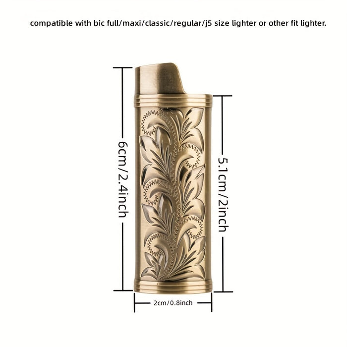1pc, Vintage Metal Lighter Case, Compatible With BIC J5 Full Size Lighters, Stylish And Durable Lighter Case, Smoking Accessaries