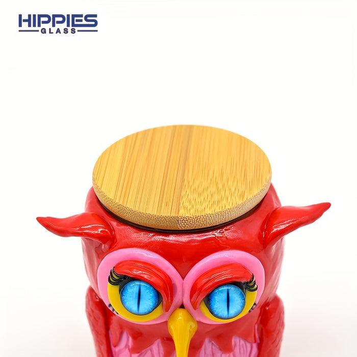 1pc Glass Smoking Ashtray With Lid, Polymer Clay Tobacco Container With Halloween Owl, Glass Jar For Smoking Cigarette Tobacco Storage, Halloween Christmas Gift