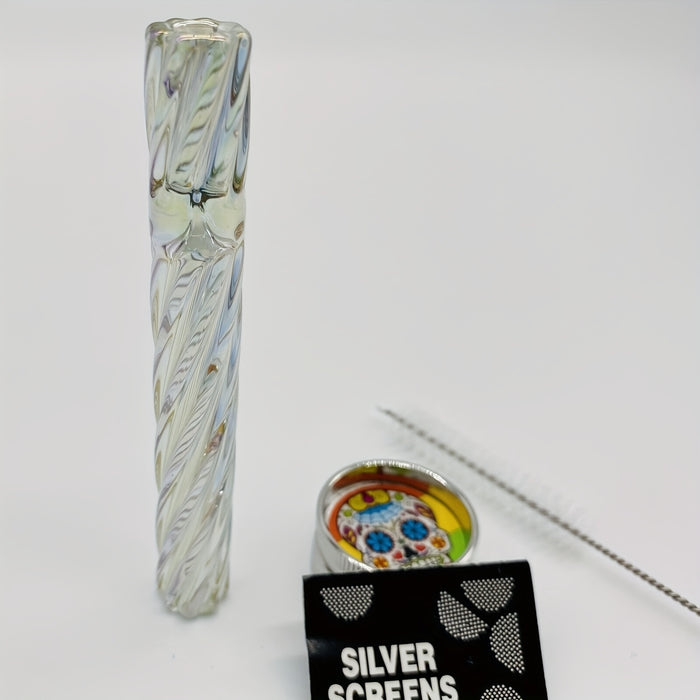 Set, Glass Smoking Pipe Chillum One Hitter Kit With Screens Small Grinder, Hookah Accessories, Tobacco Bong, Smoking Accessories, Home Bar Party High Borosilicate Glass Hot Selling Explosive Style