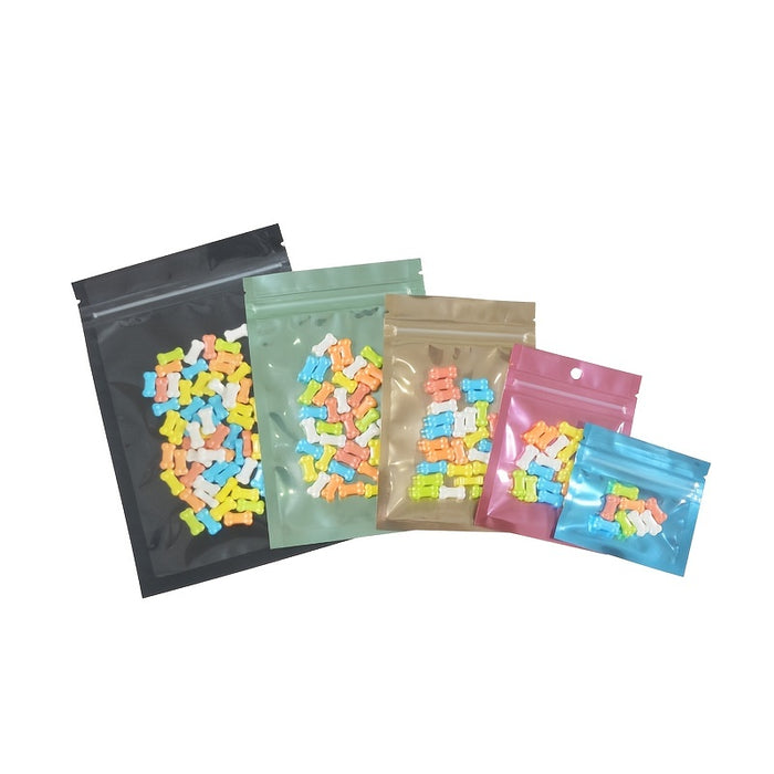 100pcs Mylar Bags Ziplock Storage Bags, ResealableScent Bags, Flat Transparent Window Packaging Bags, Holds Jewelry Lip Gloss Stationery, Eyelash Cookies