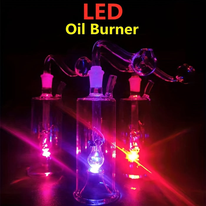 1 Set, LED Gradient Color High Borosilicate Glass Bong Pipe Water Pipe Smoking Accessories