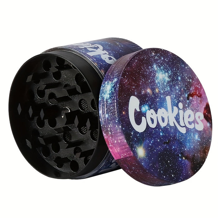 1pc, Tobacco Grinder, Four Layers Zinc Alloy 55mm Tobacco Grinder, Exquisite Smoking Accessories, Color Printing Flat Plate Exquisite Style