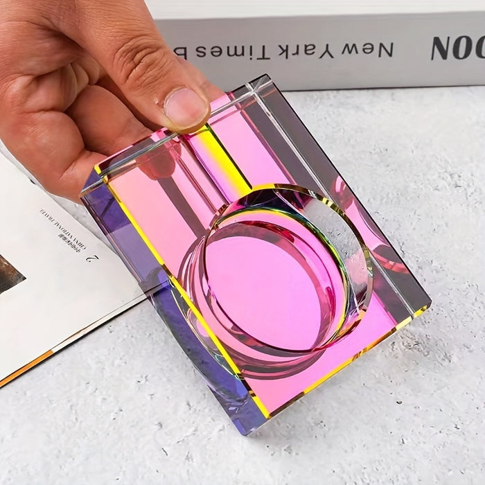 1pc Crystal Ashtray Personality Fashion Colorful Creative Advertising Promotional Glass Ashtray Cigar Ashtray Living Room Ash Tray Holder Cigarettes Decor Tray For Home Office Tableto Ashtrays Glass