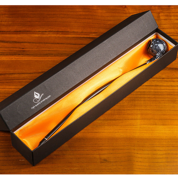 1pc Long Tobacco Pipe, Men's Resin Adhesive Wood Handmade Vintage Reading Long Tobacco Rod Filter Dry Tobacco Pipe, Imitation Marble Tobacco Pipe