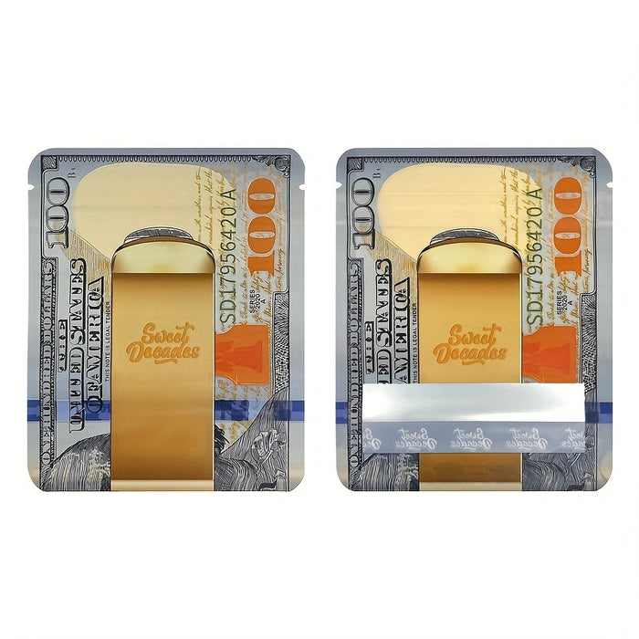 100pcs Dollar Sign Pattern Euro Money Bag, 1g-3.5g Mylar Bags Smell Proof Bag