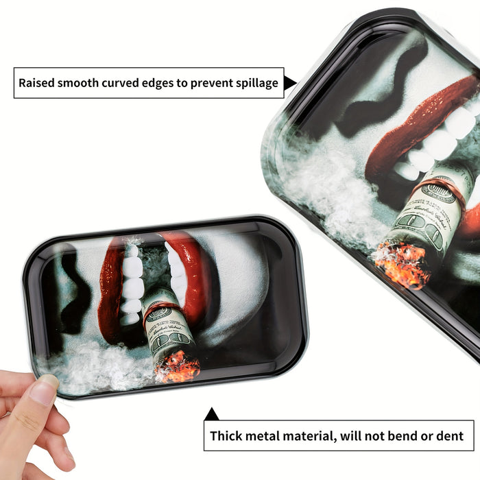1pc, Rolling Tray, Metal Rolling Tray For Weed, Cigarette Rolling Trays For Weed, Smoke Accessories, Rolling Metal Tray For Tabacoo, Cartoon Rolling Plate, 10.6*6.3in/26.92*16.0cm
