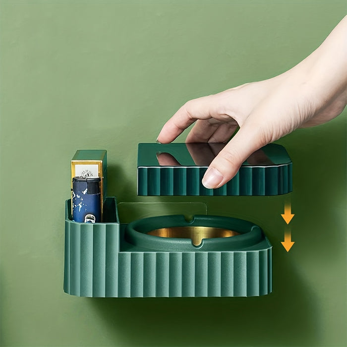 1pc Elegant Wall-Mounted Stainless Steel Cigarette Ashtray - Perfect For Bathroom Storage And Organization