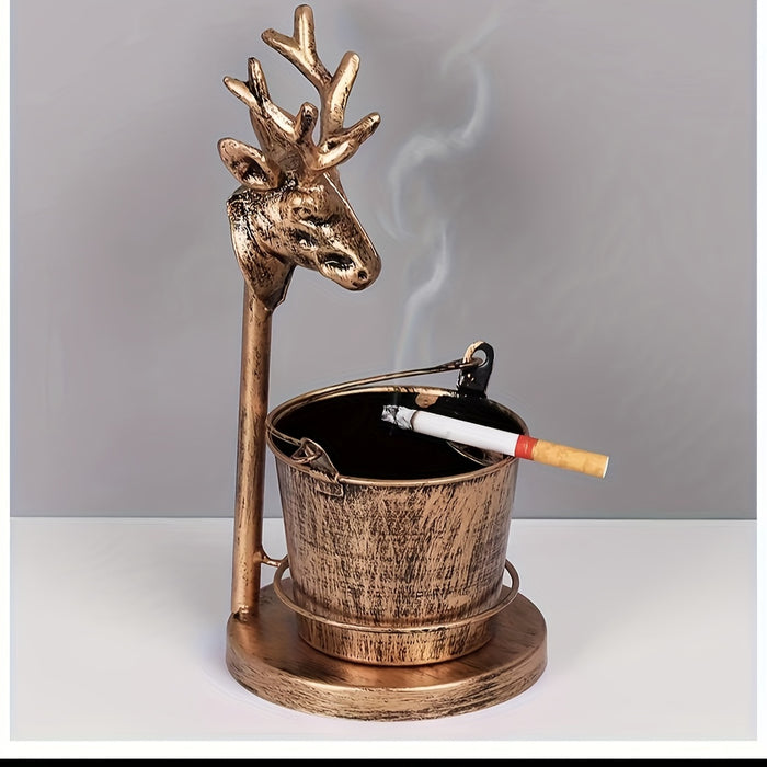 1pc Metal Retro Ashtray, Household Large Ashtray, Personality Trend Creative Ornament, Anti-Flying Ash, For Home Living Room Office Decor, Gift For Lover