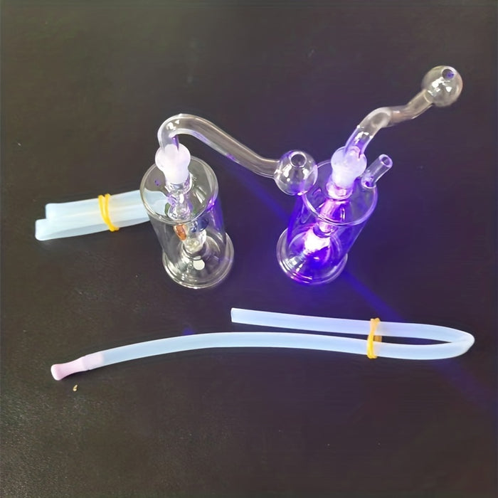 3pcs/set LED High Borosilicate Glass Bong Water Pipe LED Gradual Color Water Pipe