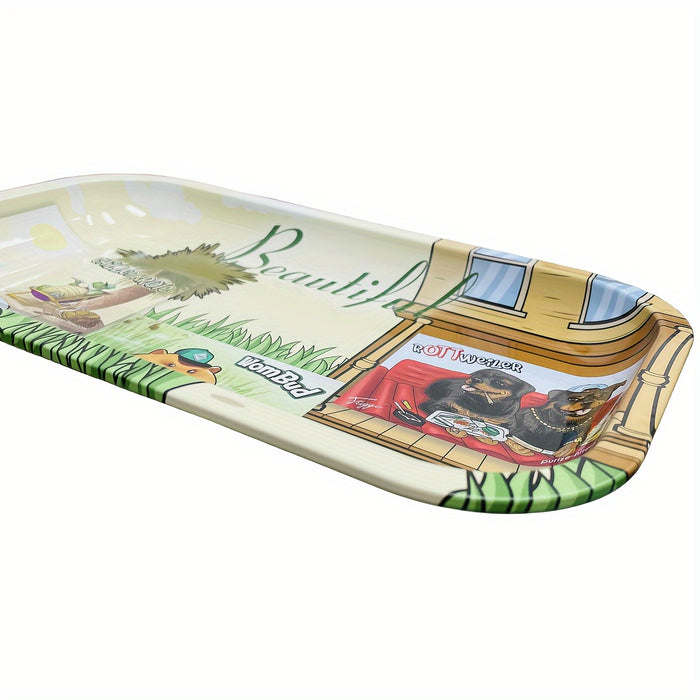 1pc, Creative Pattern Rolling Tray, Operation Tray, Durable Household Multipurpose Tray, Wake Up Tray, Fruit Plate, Dessert Tray, Home Decor, Household Gadget, Christmas Gifts, Christmas Supplies, Christmas Party Supplies