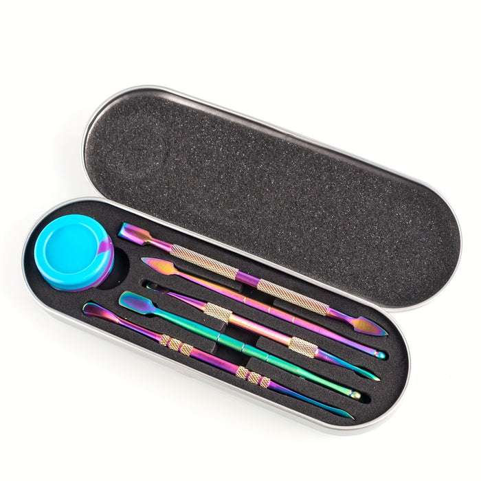 1set, Smoking Oil Spoon Accessories 6in1 Set Silicone Box Stainless Steel Pipe-Oil Spoon Cigarette Cream Spoons Smoke Tools Cigarettes Digging Oils Cleaning Tool