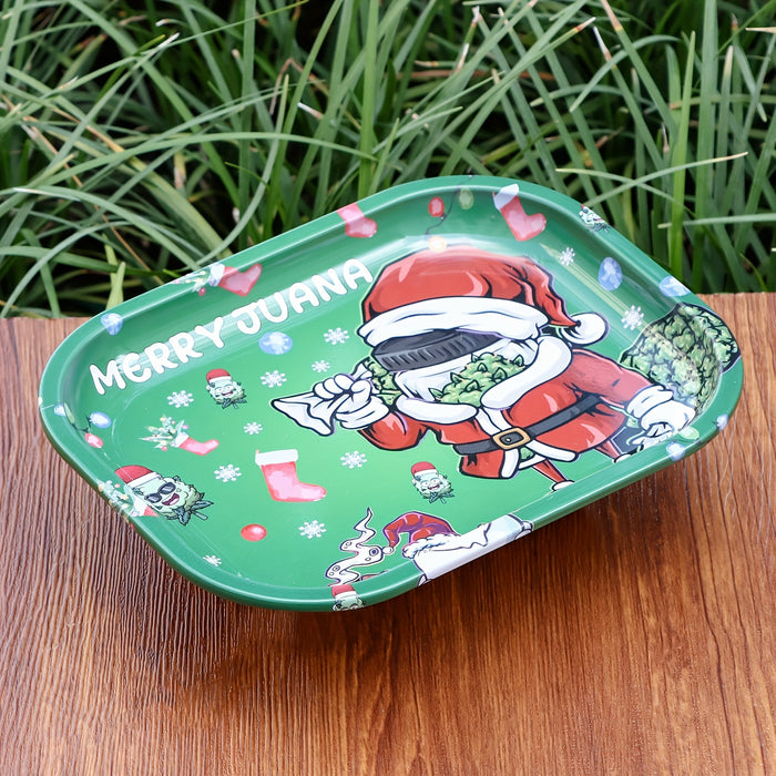 1pc, Rolling Trays, Creative Pattern Cigarette Rolling Tray, Metal Christmas Elements Rolling Tray, Washable Rolling Tray, Fruit Plate, Dessert Tray, Cigarette Plate, Cigarette Accessories Tray, Smoking Accessaries Chrismas Gifts, Halloween Gifts