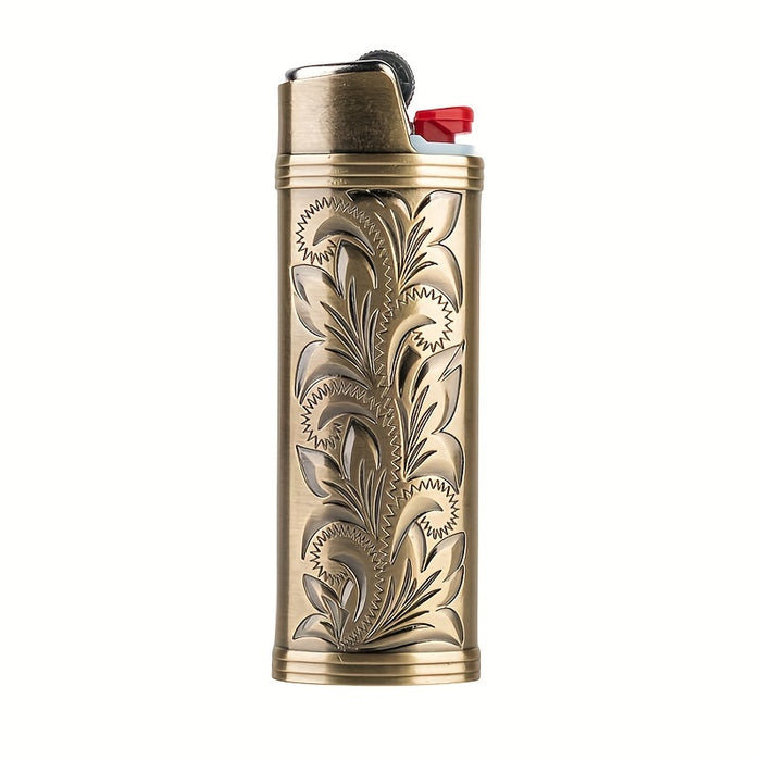 1pc, Vintage Metal Lighter Case, Compatible With BIC J5 Full Size Lighters, Stylish And Durable Lighter Case, Smoking Accessaries