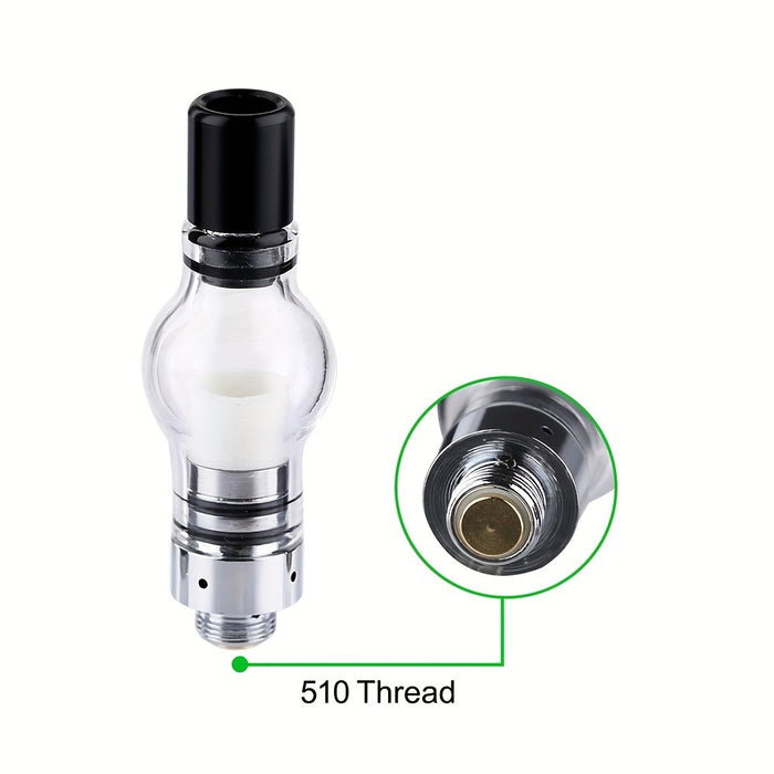 1pc Empty Glass Cartridge Wax Smoking Pen, Replaceable Atomizer With 510 Thread Battery Pen, Wax Vaporizer, Adjustable Voltage