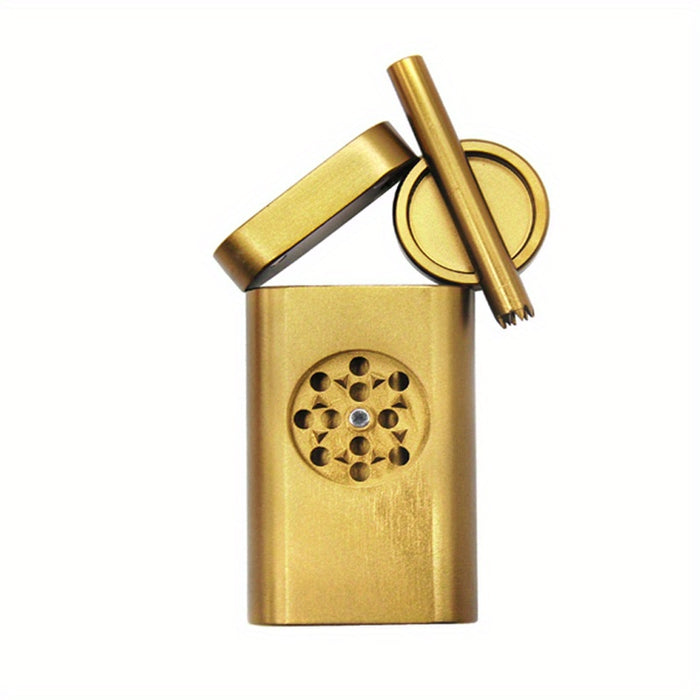 1pc, Aluminum One Hitter Dugout With Mini Grinder Smoking Set Herb Tobacco Storage Room Grinders Pipes All In One