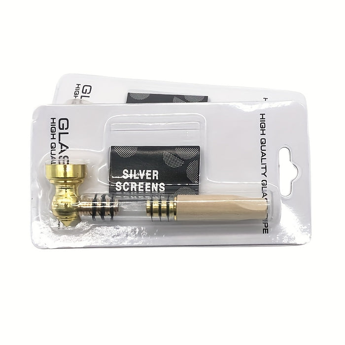1pc, Wood Metal Smoke Pipe, High Quality Wood Pipe, Smoke Pipe, Smoking Accessories, Cigarette Accessories, Portable Straight Tube