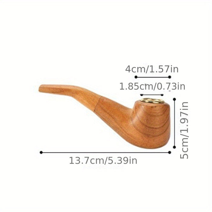1pc Solid Wood Pipe: Retro Handmade Smoking Pipe for Beginners - Durable, Portable, and Stylish Men's Gadget