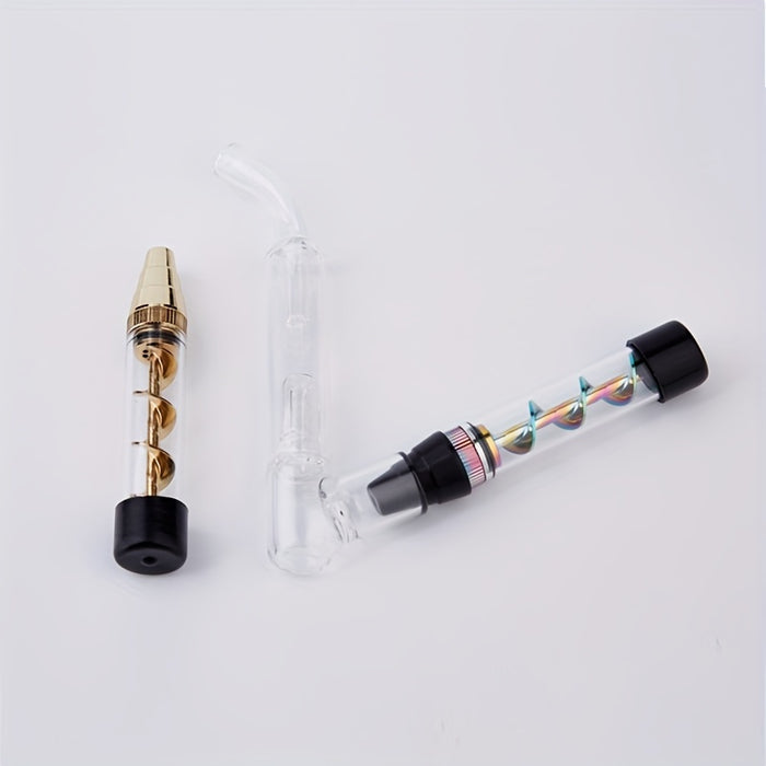 1set, Twisty Glass Blunt Watter Bubbler Pipe, Smoking Pipe, Smoking Accessories, Weed Accessories, Water Pipe, Tobacco Glass Tube, With Cleaning Tool