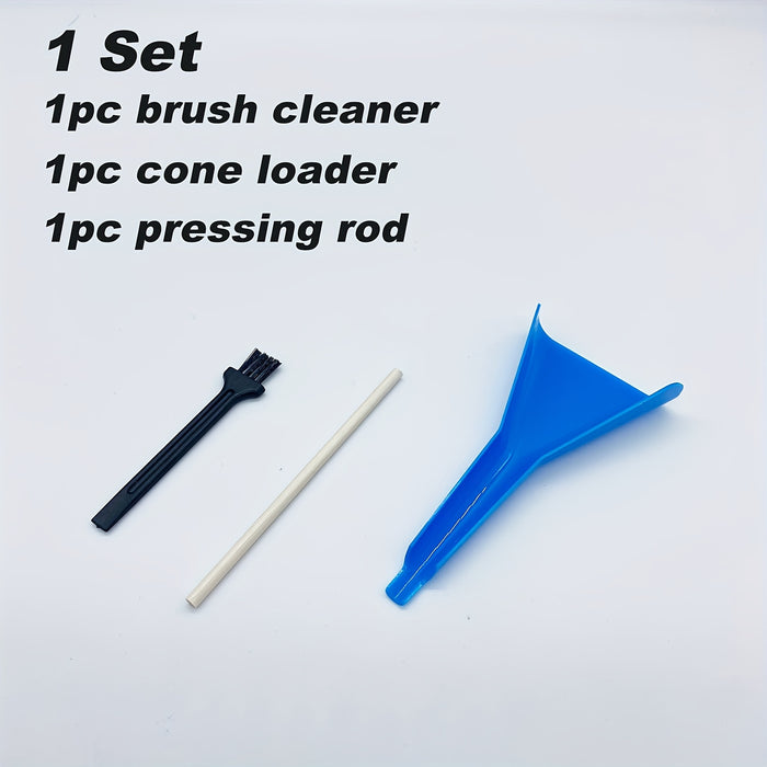 1set, Pre-Rolled Cones Loader Funnel Tool Set - Rolling Paper Cones Loader, Pressing Rod, Cleaning Brush For Grinder - Portable Pre-Rolled Cones Filling Tools Set For Home Outdoor Travel, Household Gadgets