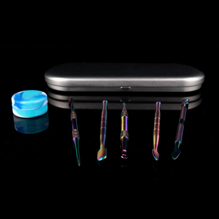 1set, Smoking Oil Spoon Accessories 6in1 Set Silicone Box Stainless Steel Pipe-Oil Spoon Cigarette Cream Spoons Smoke Tools Cigarettes Digging Oils Cleaning Tool