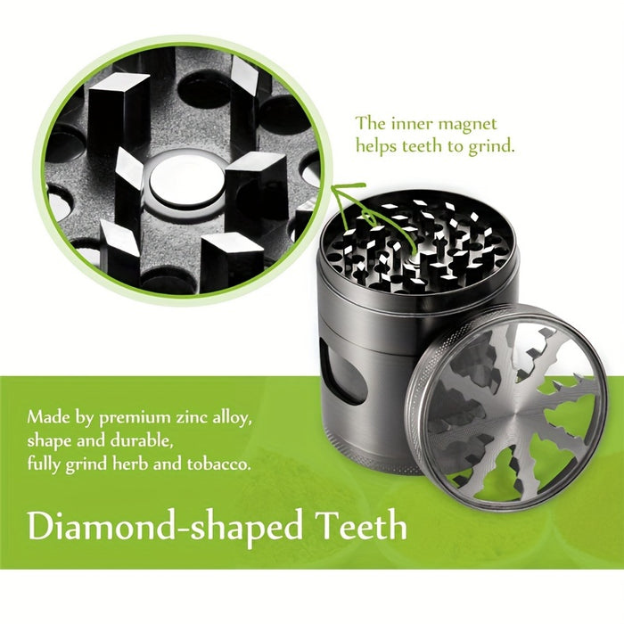 1pc, Zinc Alloy Grinding Machine, Skylight, Lightning Bolt, Diameter 60mm, Four-layer Grinding Machine, Herb Grinder