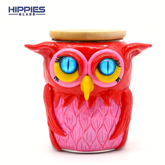 1pc Glass Smoking Ashtray With Lid, Polymer Clay Tobacco Container With Halloween Owl, Glass Jar For Smoking Cigarette Tobacco Storage, Halloween Christmas Gift