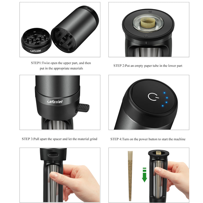 1set Electric Dry Herb Grinder With Filling Tobacco Horn Tube, Cone Rolling Paper Cigarette Maker, Smoking Accessories