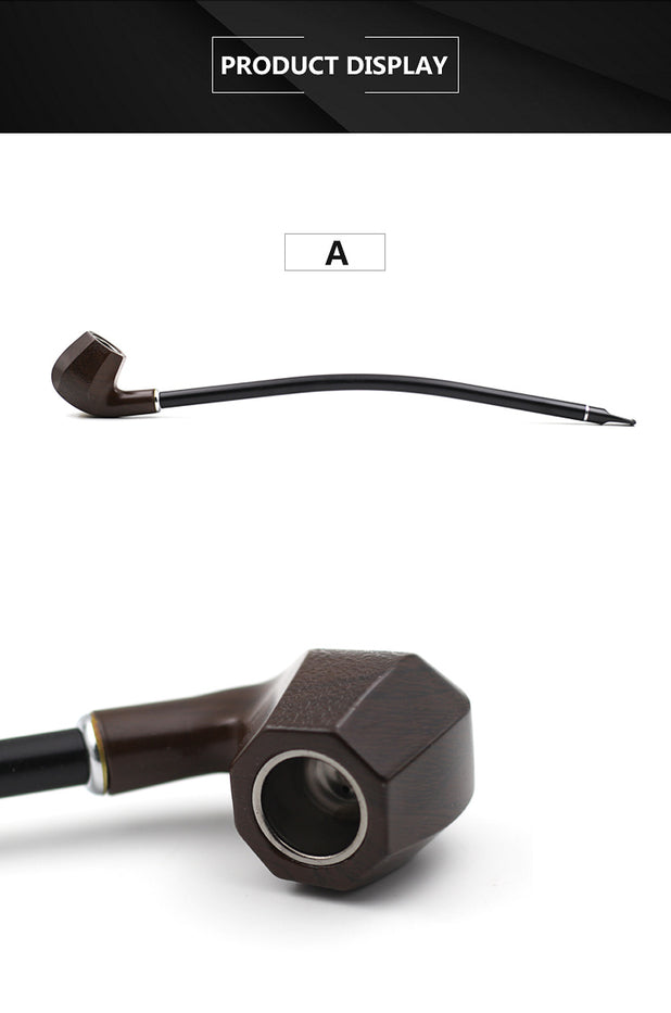 1pc Long Tobacco Pipe, Men's Resin Adhesive Wood Handmade Vintage Reading Long Tobacco Rod Filter Dry Tobacco Pipe, Imitation Marble Tobacco Pipe