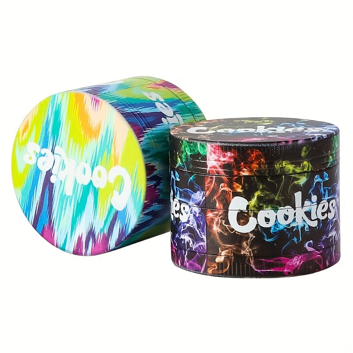 1pc, Tobacco Grinder, Four Layers Zinc Alloy 55mm Tobacco Grinder, Exquisite Smoking Accessories, Color Printing Flat Plate Exquisite Style