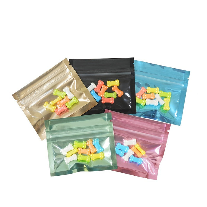 100pcs Mylar Bags Ziplock Storage Bags, ResealableScent Bags, Flat Transparent Window Packaging Bags, Holds Jewelry Lip Gloss Stationery, Eyelash Cookies