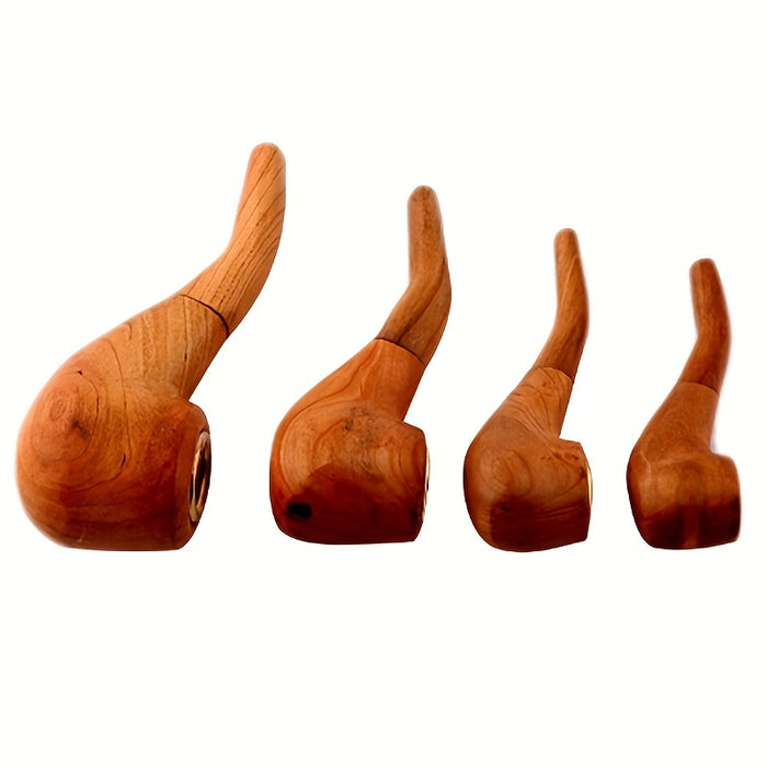 1pc Solid Wood Pipe: Retro Handmade Smoking Pipe for Beginners - Durable, Portable, and Stylish Men's Gadget
