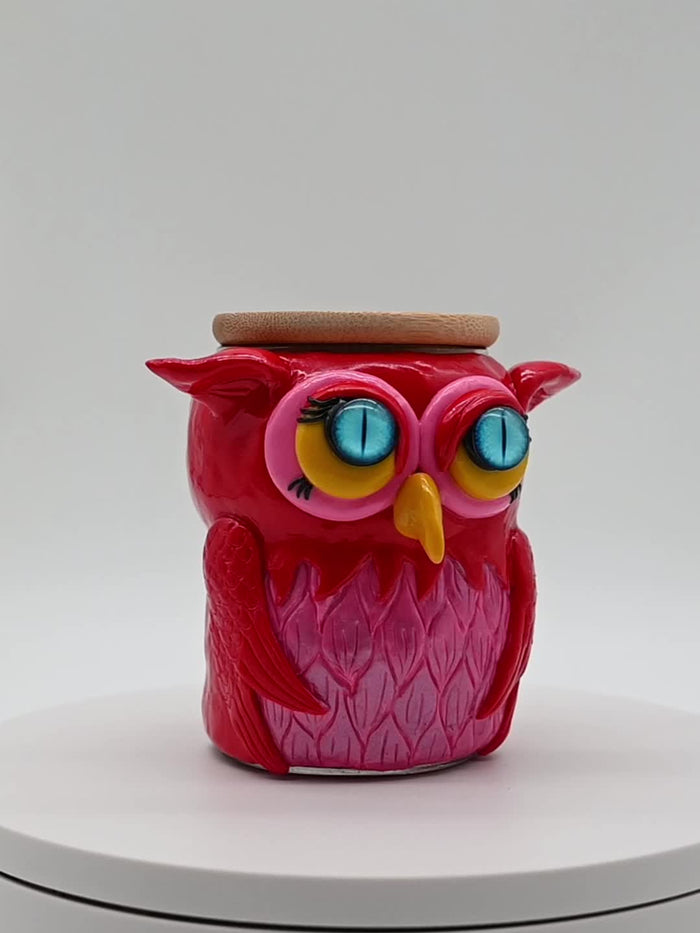 1pc Glass Smoking Ashtray With Lid, Polymer Clay Tobacco Container With Halloween Owl, Glass Jar For Smoking Cigarette Tobacco Storage, Halloween Christmas Gift