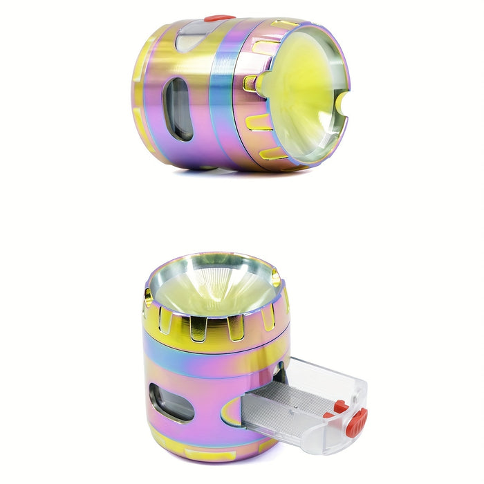 1pc, Grinder, Spice Grinder, Four-layer Spice Grinder With Cigarette Holder Drawer, Creative Can Shaped Grinder, Metal Grinder For Kitchen, Spice Grinders, Multifunctional Spice Crusher, Smoking Accessaries