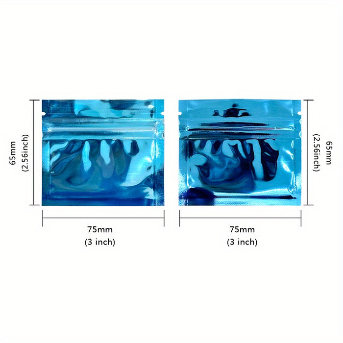 100pcs Mylar Bags Ziplock Storage Bags, ResealableScent Bags, Flat Transparent Window Packaging Bags, Holds Jewelry Lip Gloss Stationery, Eyelash Cookies