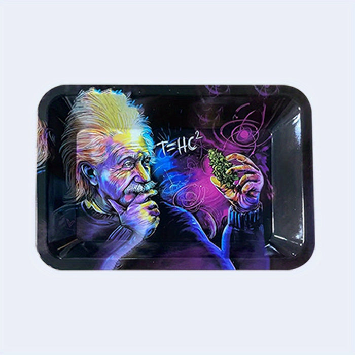 1pc, Rolling Trays, Creative Pattern Cigarette Rolling Tray, Metal Cartoon Rolling Tray, Washable Rolling Tray, Fruit Plate, Dessert Tray, Cigarette Plate, Cigarette Accessories Tray, Smoking Accessaries, Chrismas Gifts, Halloween Gifts