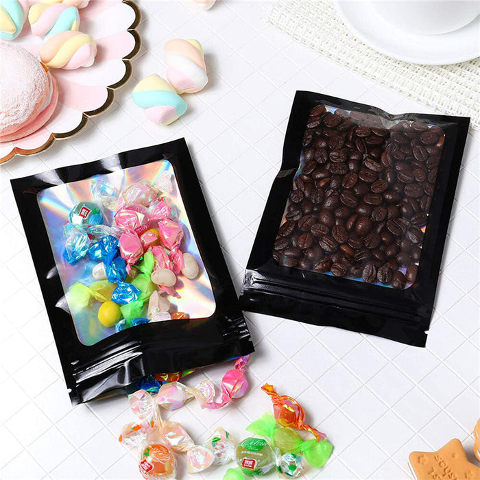 20pcs Mylar Pouch Zip Lock Food Storage Foil Bags Resealable Holographic Smell Proof Seal Bag For Jewelry Bean Candy Nuts Party Favor Packaging
