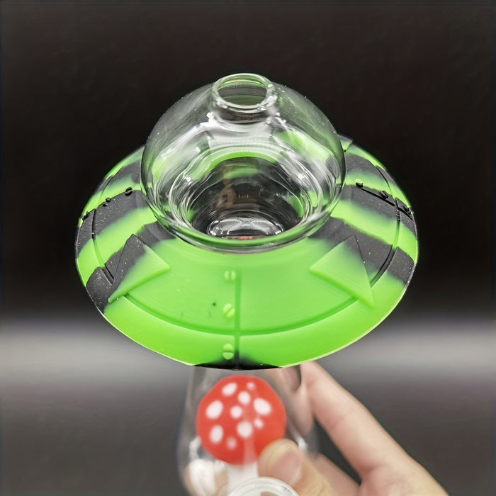 1pc, 7.3inch/18.5cm Flying Saucer Water Pipe (Black Green), Glass Bong Stick Smoking Water Pipe, Smoking Accessories