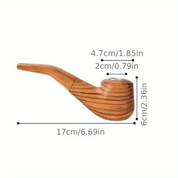 1pc Solid Wood Pipe: Retro Handmade Smoking Pipe for Beginners - Durable, Portable, and Stylish Men's Gadget