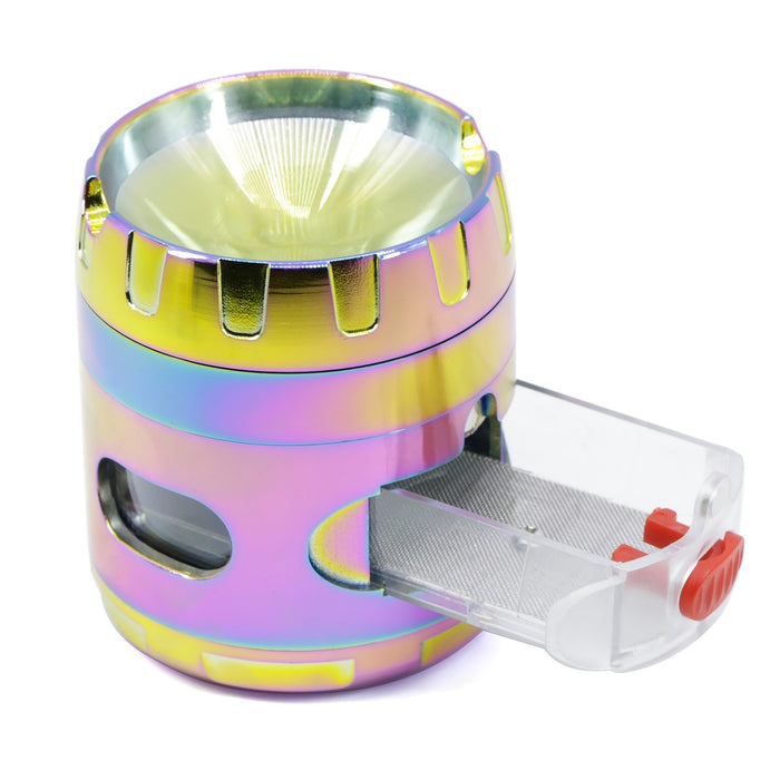 1pc, Grinder, Spice Grinder, Four-layer Spice Grinder With Cigarette Holder Drawer, Creative Can Shaped Grinder, Metal Grinder For Kitchen, Spice Grinders, Multifunctional Spice Crusher, Smoking Accessaries