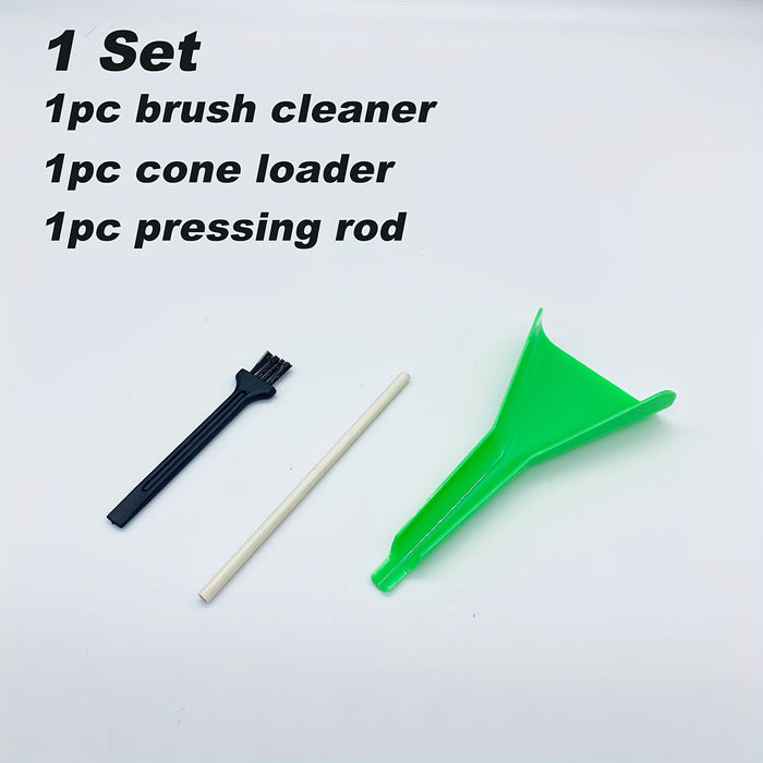 1set, Pre-Rolled Cones Loader Funnel Tool Set - Rolling Paper Cones Loader, Pressing Rod, Cleaning Brush For Grinder - Portable Pre-Rolled Cones Filling Tools Set For Home Outdoor Travel, Household Gadgets