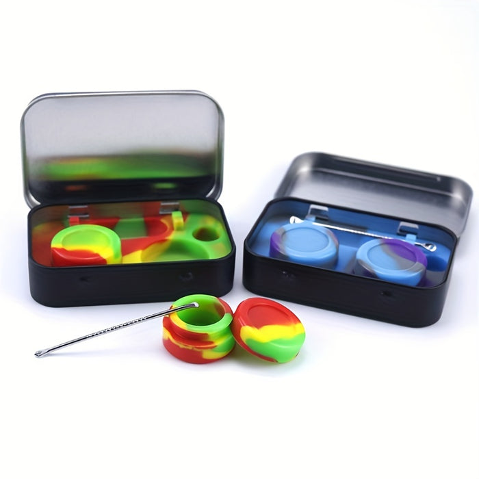 2pcs, Silicone Container Box With Dab Tool, 5ml/0.17oz Smoking Set Smoking Accessories, Smoking Pipe