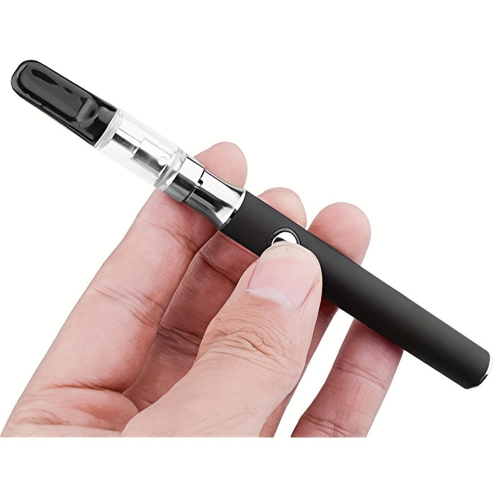 1pc CBD Oil Vape Tank Glass Refillable Vape Cartridge (0.5ml) | 510 Atomizer Ceramic Dual Coil Atomiser With Ceramic Mouthpiece (510 Thread) For CBD And Thick Oil Black[No Nicotine]