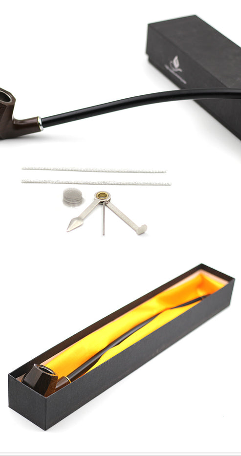 1pc Long Tobacco Pipe, Men's Resin Adhesive Wood Handmade Vintage Reading Long Tobacco Rod Filter Dry Tobacco Pipe, Imitation Marble Tobacco Pipe