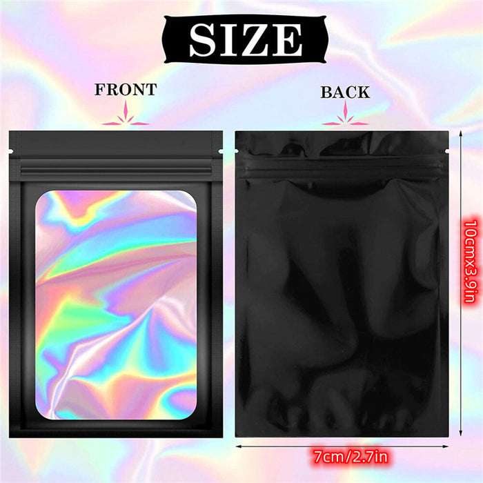 20pcs Mylar Pouch Zip Lock Food Storage Foil Bags Resealable Holographic Smell Proof Seal Bag For Jewelry Bean Candy Nuts Party Favor Packaging