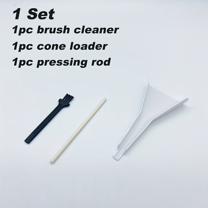 1set, Pre-Rolled Cones Loader Funnel Tool Set - Rolling Paper Cones Loader, Pressing Rod, Cleaning Brush For Grinder - Portable Pre-Rolled Cones Filling Tools Set For Home Outdoor Travel, Household Gadgets