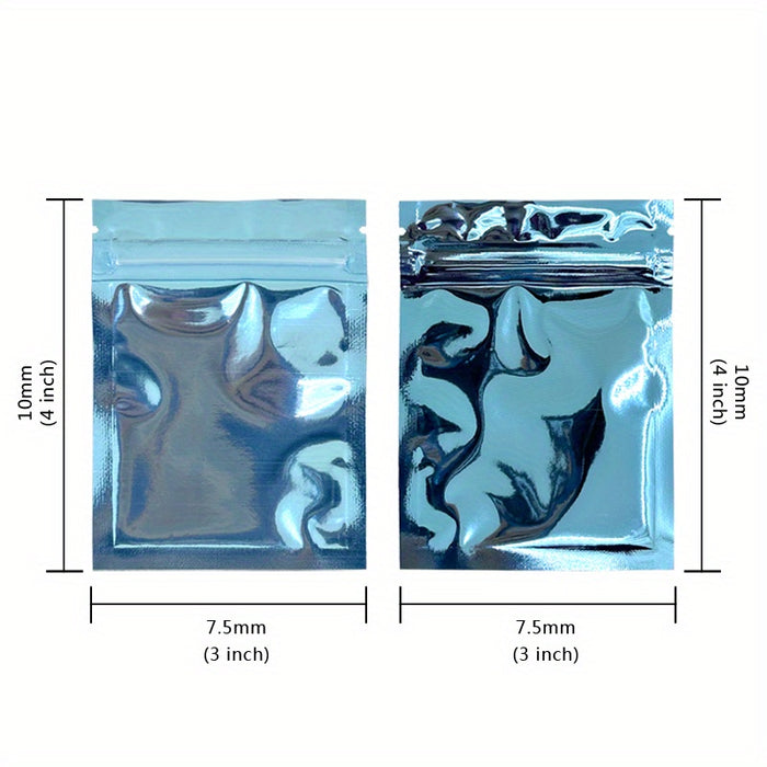 100pcs Mylar Bags Ziplock Storage Bags, ResealableScent Bags, Flat Transparent Window Packaging Bags, Holds Jewelry Lip Gloss Stationery, Eyelash Cookies